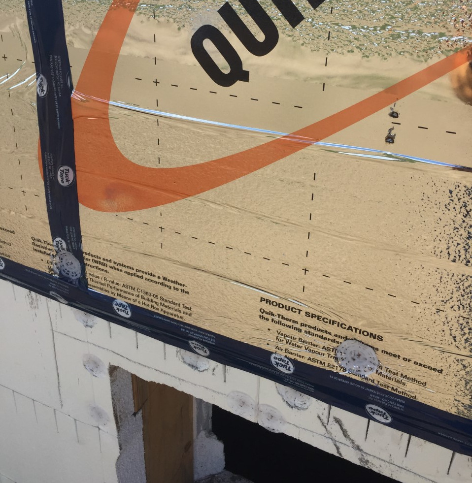 closeup of fasteners on insulation